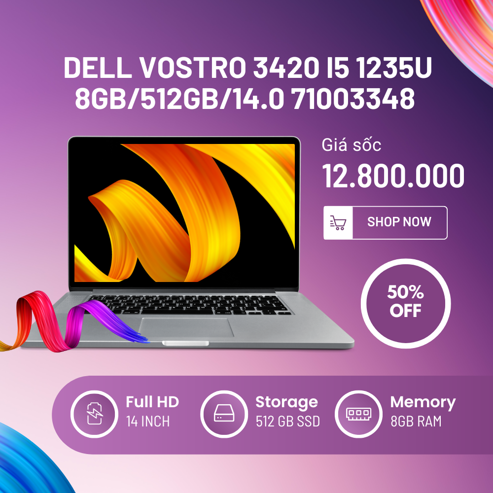 Laptop Dell Vostro 3420 i5 1235U 8GB/512GB/14.0 71003348 Xám chỉ 12 triệu 800k. LH 0826737274 - Ảnh chính